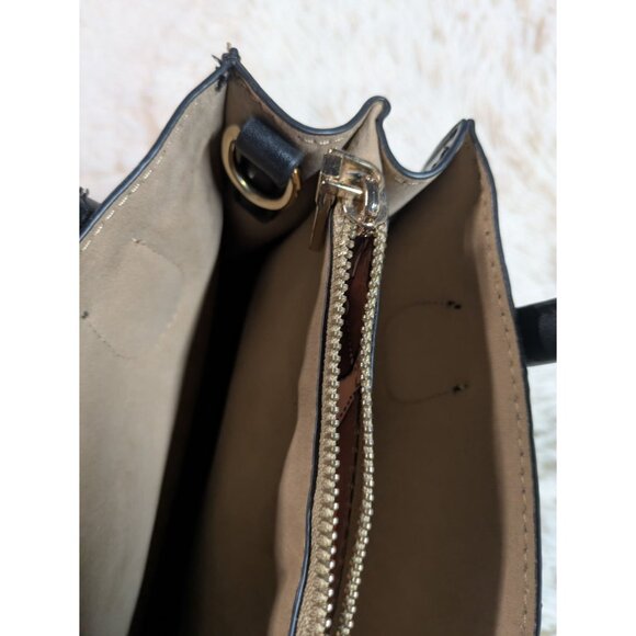 Black Faux Leather Mini Handbag With Gold Hardware & Double Handles - Picture 12 of 14